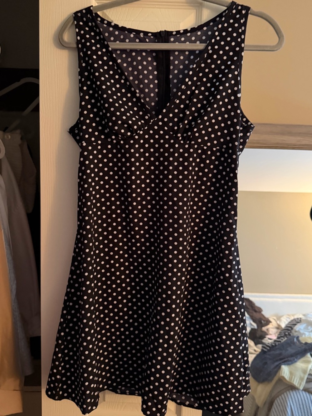 SHEIN Black Polka Dot Sleeveless A-Line Mini Dress